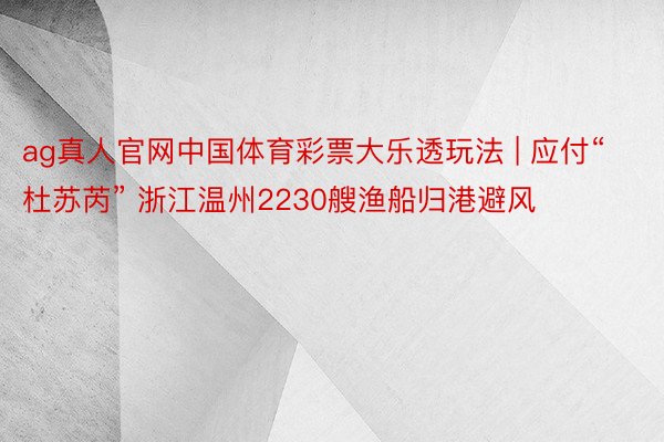 ag真人官网中国体育彩票大乐透玩法 | 应付“杜苏芮” 浙江温州2230艘渔船归港避风