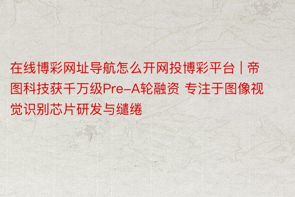 在线博彩网址导航怎么开网投博彩平台 | 帝图科技获千万级Pre-A轮融资 专注于图像视觉识别芯片研发与缱绻