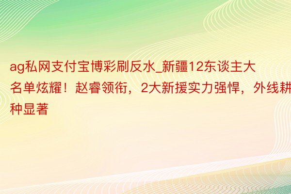 ag私网支付宝博彩刷反水_新疆12东谈主大名单炫耀！赵睿领衔